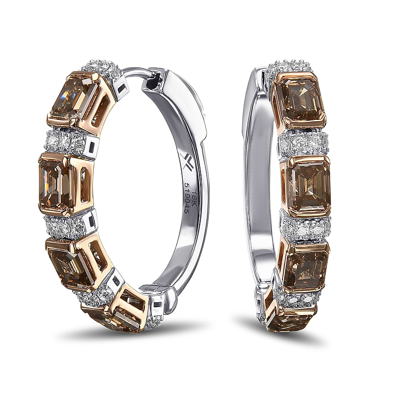 Fancy Brown Diamond Hoop Earrings, SKU 519045 (4.98Ct TW)