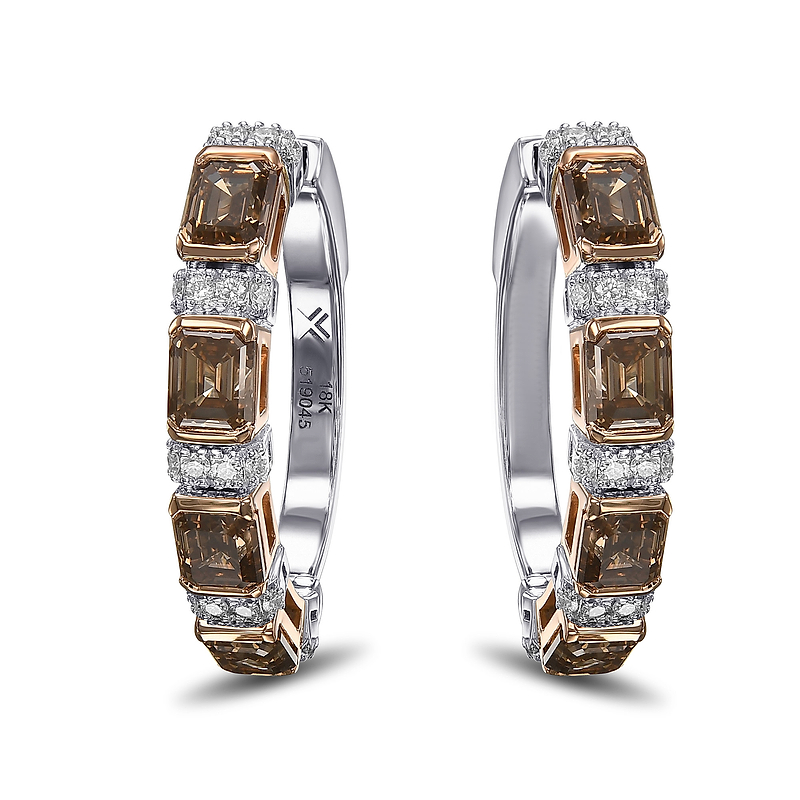 Fancy Brown Diamond Hoop Earrings, SKU 519045 (4.98Ct TW)