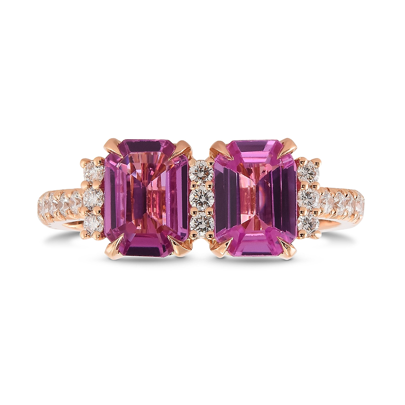2 Stone Pink Sapphire and Diamond Ring, SKU 525155 (2.05Ct TW)