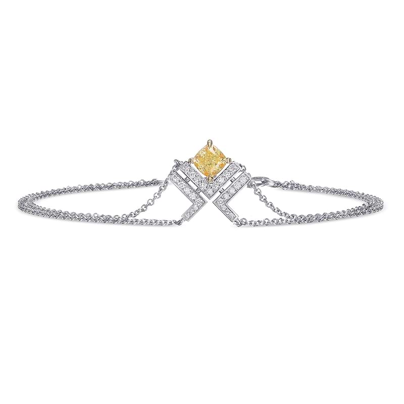 Fancy Yellow Cushion Leibish Logo Bracelet, SKU 541757 (0.80Ct TW)