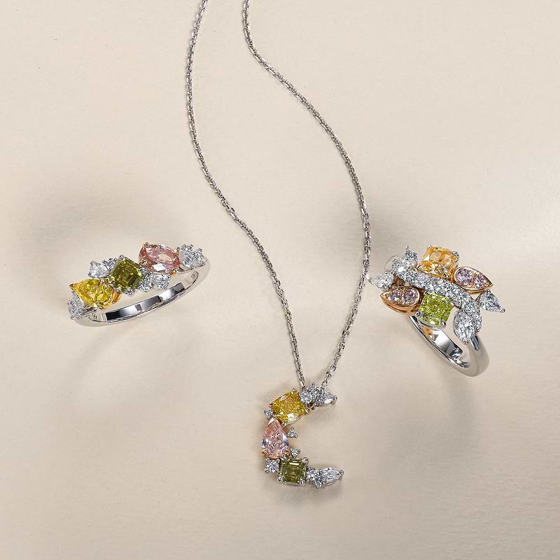 Multi Color Half Moon Diamond Couture Pendant, SKU 550897 (1.28Ct TW)  - 2