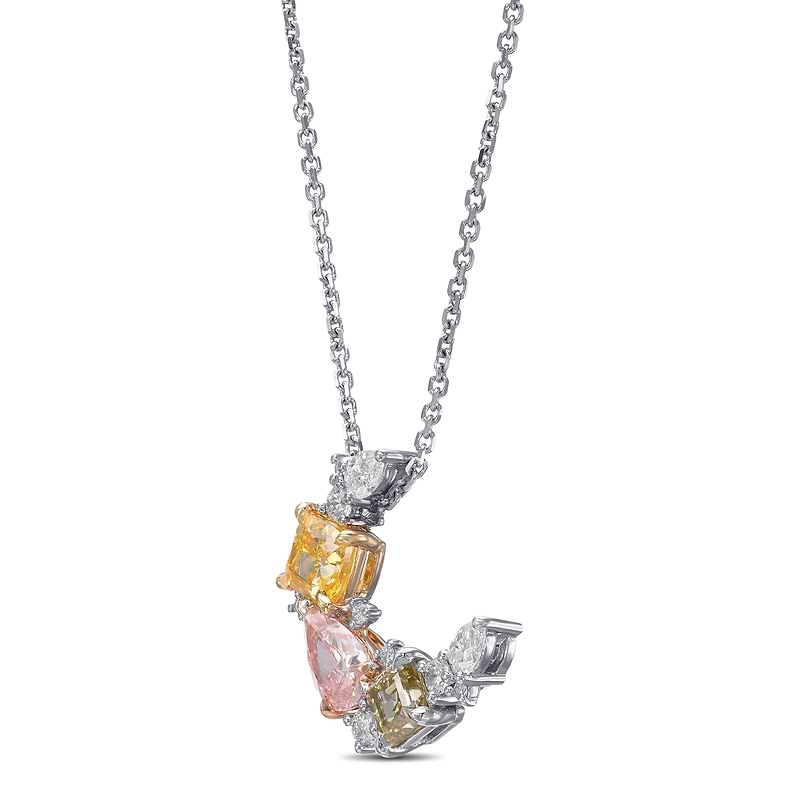 Multi Color Half Moon Diamond Couture Pendant, SKU 550897 (1.28Ct TW)