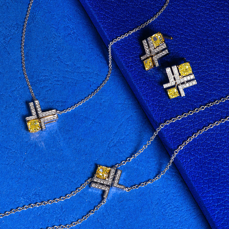 Fancy Intense Yellow and White Diamond Leibish Logo Pave Pendant, SKU 550924 (0.72Ct TW)  - 3