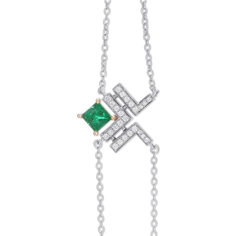 Princess Emerald Leibish Logo Pave Bracelet, SKU 550926 (0.44Ct TW)