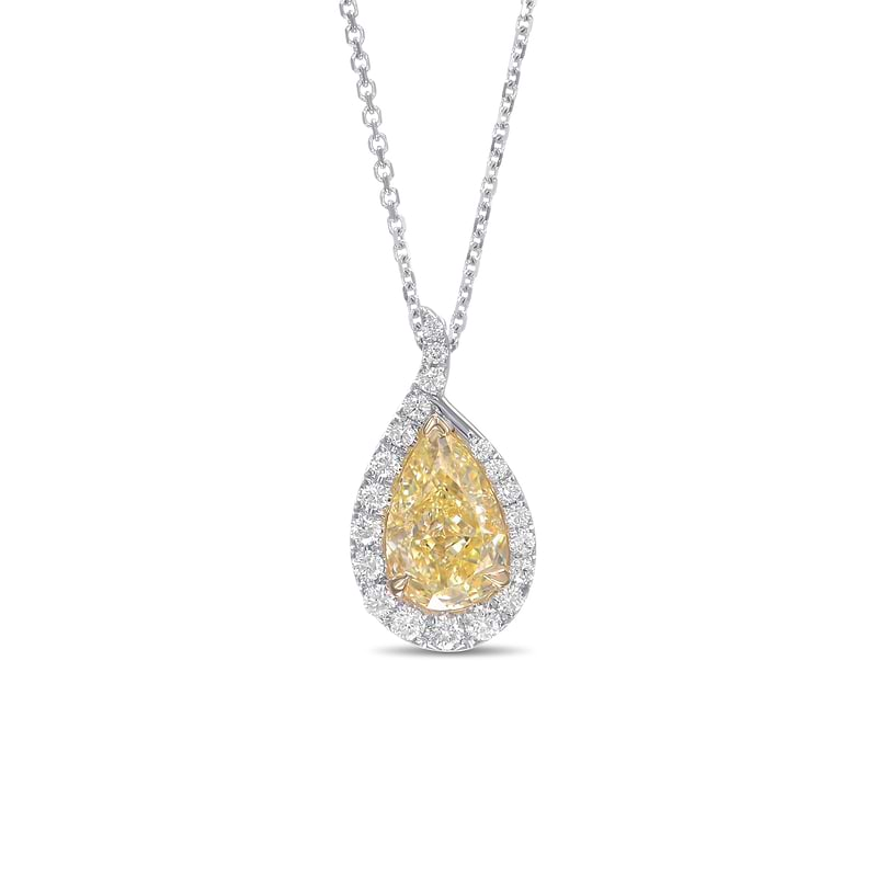 FASHION 1.24CT. UPSIDE DOWN PEAR SHAPE DIAMOND PENDANT NECKLACE