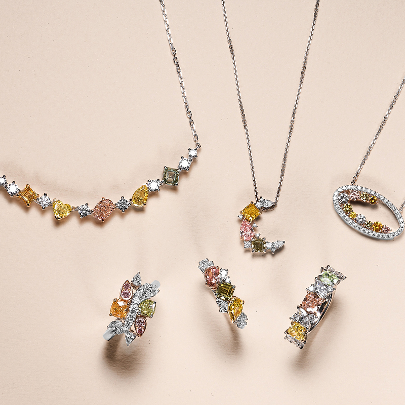 Multicolor and White Diamond Necklace, SKU 564528 (3.79Ct TW)  - 2