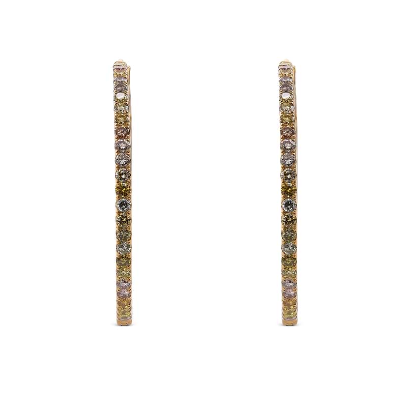 Multicolor Round Brilliant Diamond Hoop Earrings, SKU 567979 (3.21Ct TW)
