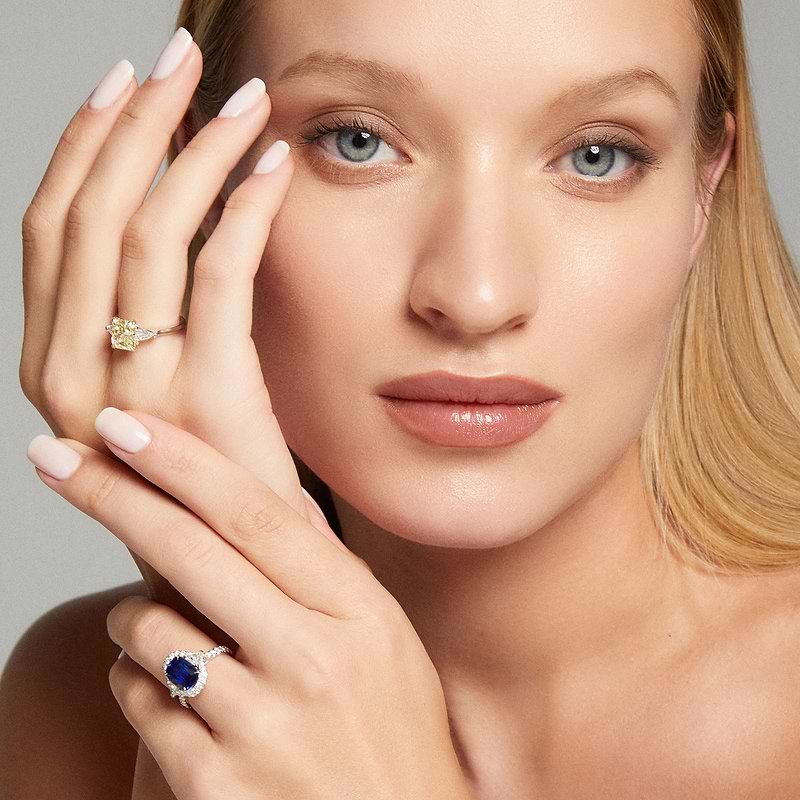 Royal Blue Cushion Sapphire & Triangle Diamond Halo Ring, SKU 578282 (4.42Ct TW)  - 5