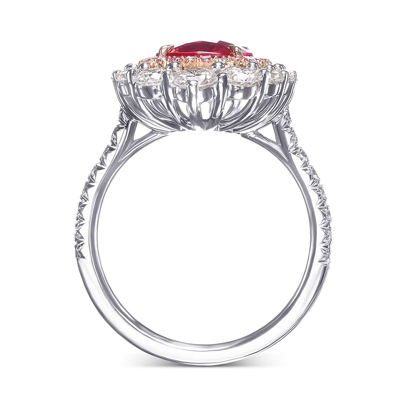 Cushion Mozambique Ruby and Diamond Double Halo Ring, SKU 582059 (4.64Ct TW)