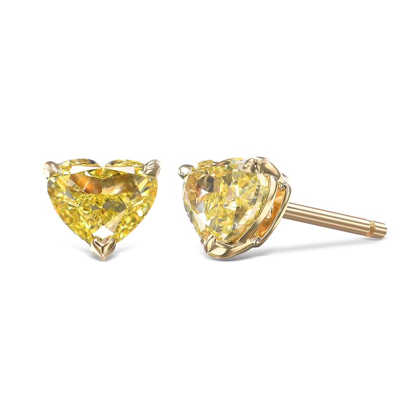 Fancy Intense Yellow Heart Diamond Stud Earrings, SKU 584754 (1.40Ct TW)
