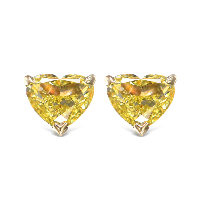 Fancy Intense Yellow Heart Diamond Stud Earrings, SKU 584754 (1.40Ct TW)