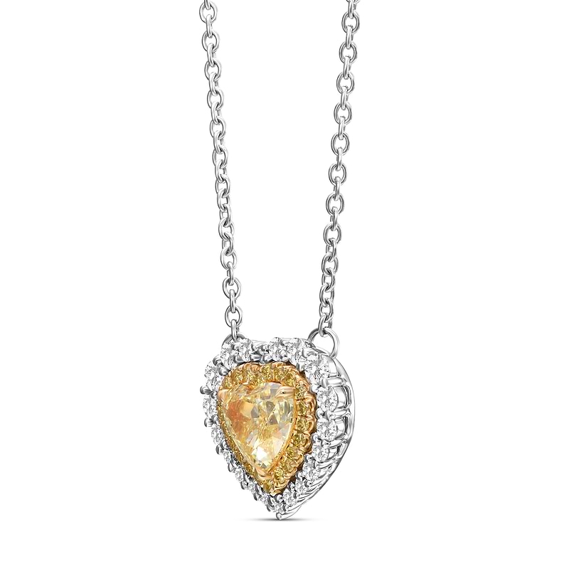 Fancy Yellow Heart Double Halo Diamond Pendant, SKU 585120 (1.00Ct TW)