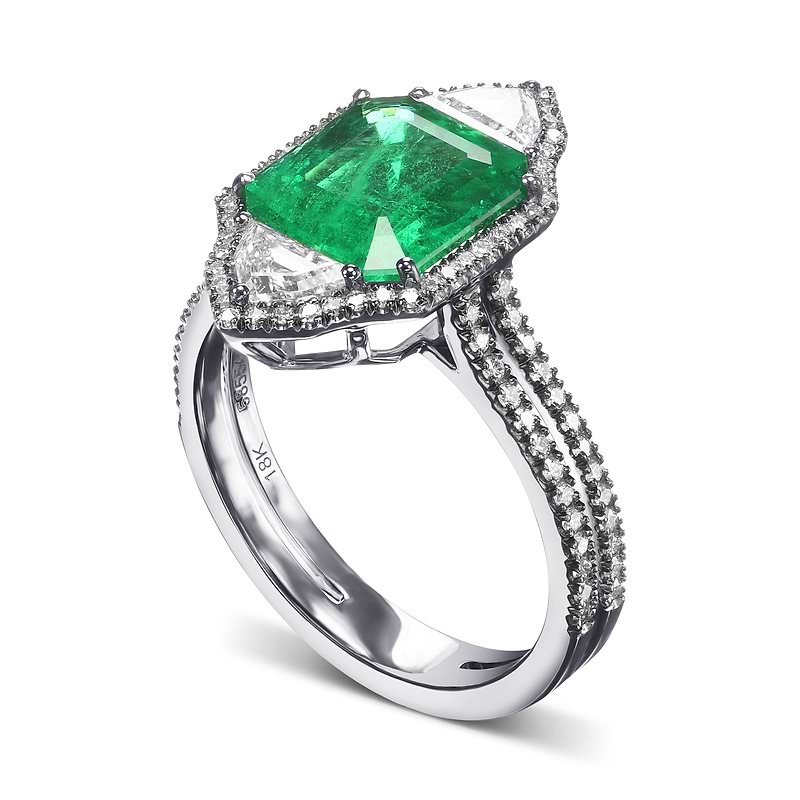 Muzo Emerald and Diamond Couture Ring, SKU 585544 (3.37Ct TW)  - 2