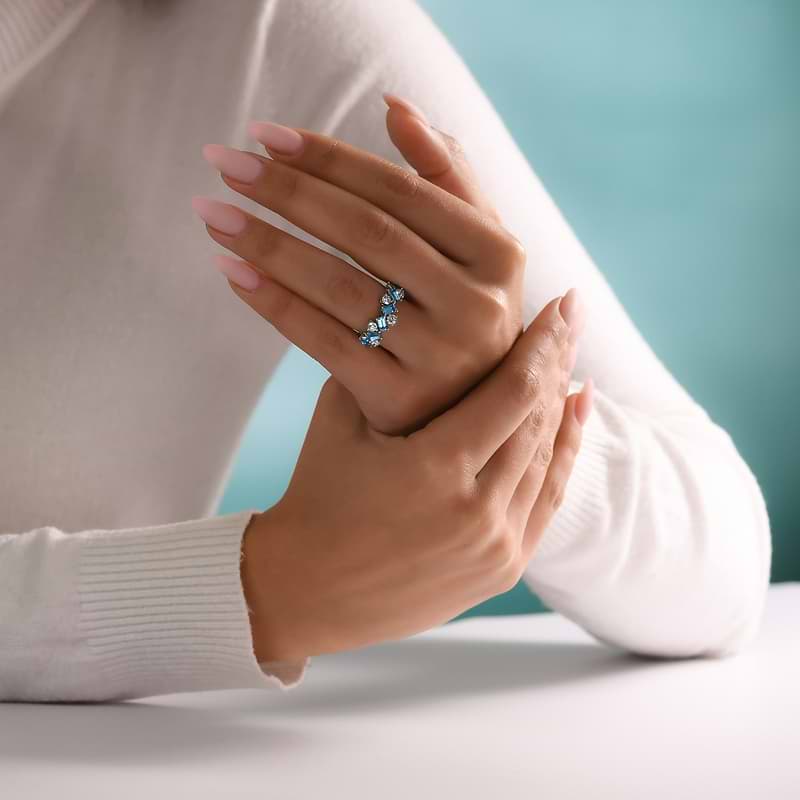 Aquamarine and Diamond Band Ring, SKU 586537 (1.98Ct TW)  - 4