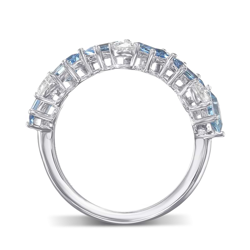 Aquamarine and Diamond Band Ring, SKU 586537 (1.98Ct TW)