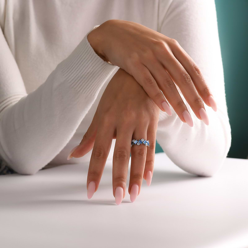 Aquamarine and Diamond Band Ring, SKU 586537 (1.98Ct TW)  - 5