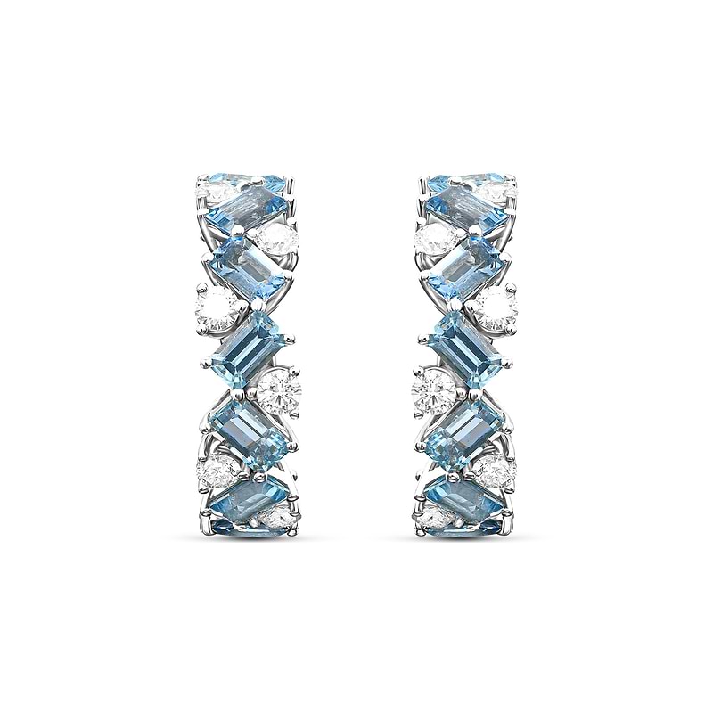 Aquamarine and Diamond Hoop Earrings, SKU 586539 (5.51Ct TW)