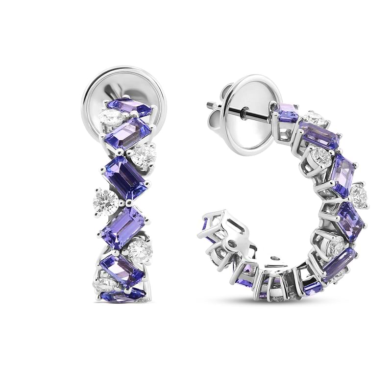 Tanzanite and Diamond Hoop Earrings, SKU 586542 (6.80Ct TW)