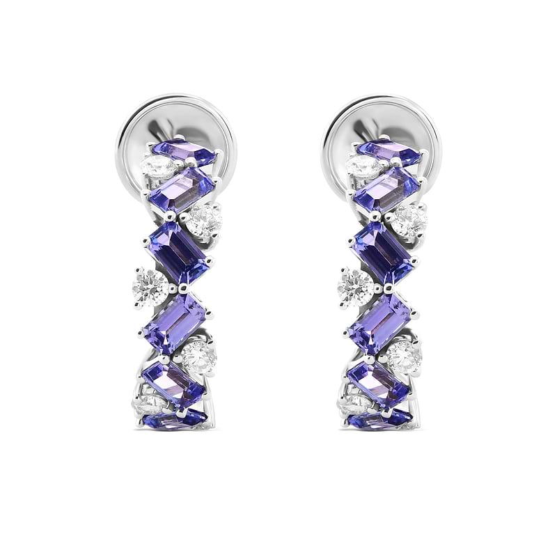 Tanzanite and Diamond Hoop Earrings, SKU 586542 (6.80Ct TW)