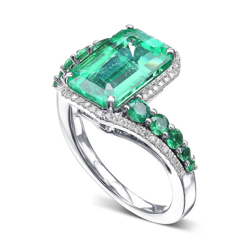 Couture Muzo Emerald and Diamond Ring, SKU 587737 (4.34Ct TW)  - 2