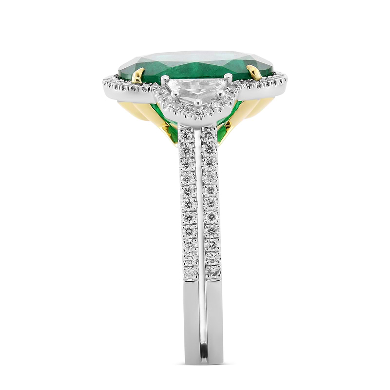 Muzo Emerald & Cadillac Diamond Three-Stone Halo Ring, SKU 590031 (5.14Ct TW)  - 3