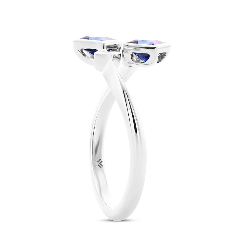 Blue Sapphire & Diamond Princess Two-stone Ring, SKU 616329 (0.93Ct TW)  - 3