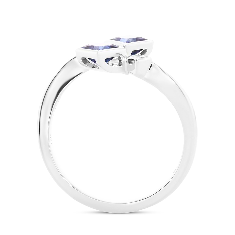 Blue Sapphire & Diamond Princess Two-stone Ring, SKU 616329 (0.93Ct TW)