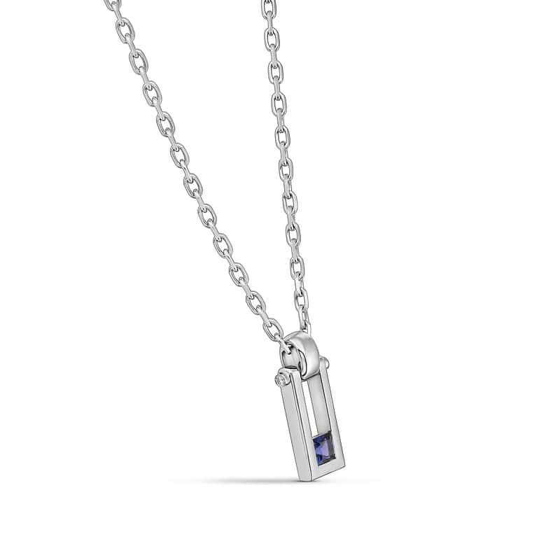 Blue Princess-cut Sapphire & Diamond Men's Pendant, SKU 619614 (0.42Ct TW)