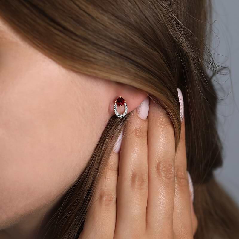 Red Cushion Ruby and Diamond Earrings, SKU 619615 (1.23Ct TW)  - 2