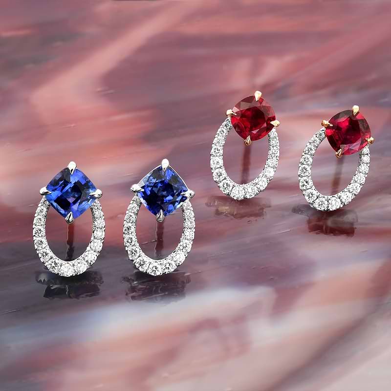 Red Cushion Ruby and Diamond Earrings, SKU 619615 (1.23Ct TW)  - 3