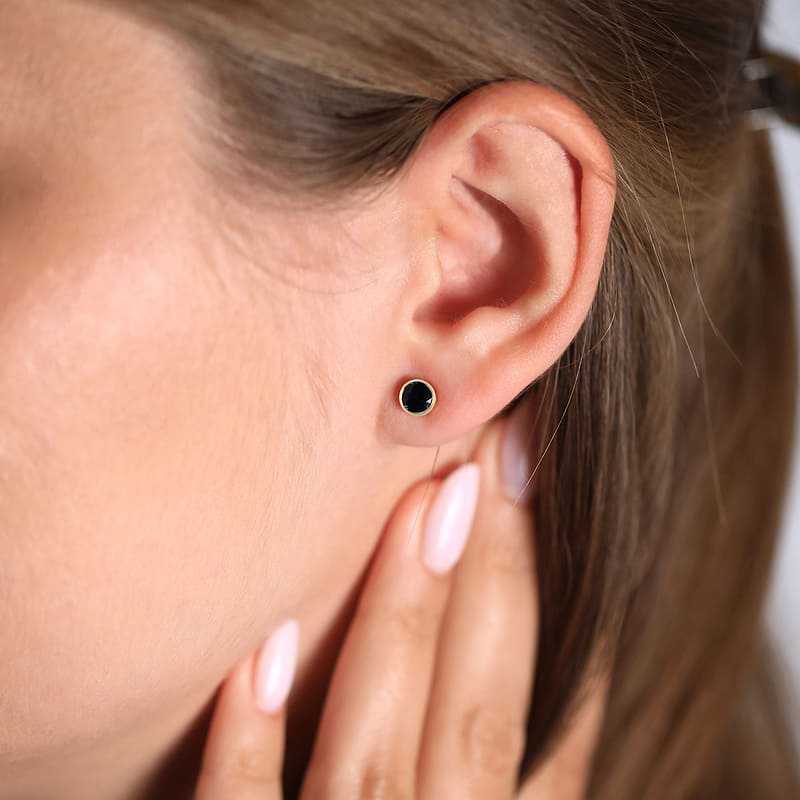 Blue Sapphire Round Brilliant Bezel Stud Earrings, SKU 624347 (1.40Ct TW)  - 2