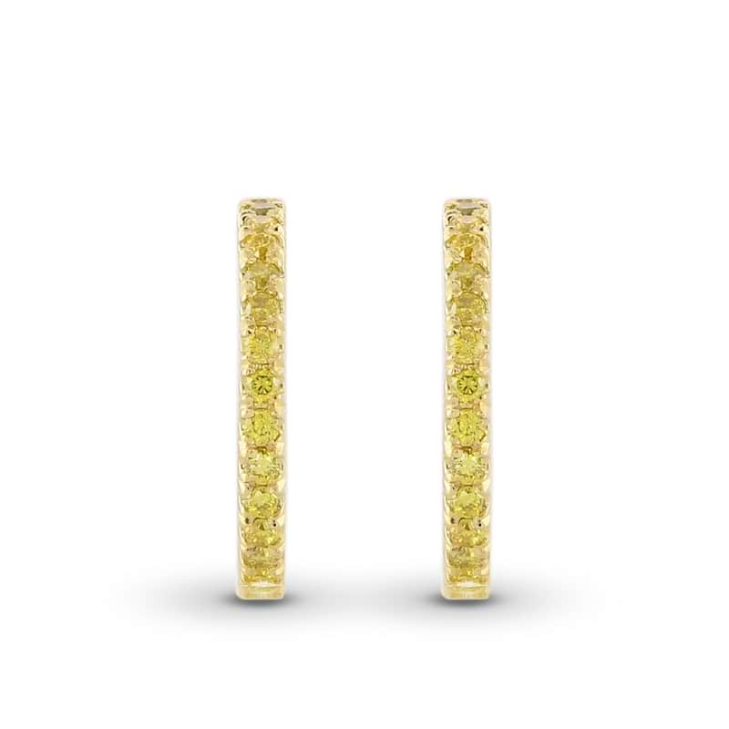 Fancy Vivid Yellow Round Brilliant Diamond Hoop Earrings, SKU 625276 (0.13Ct TW)