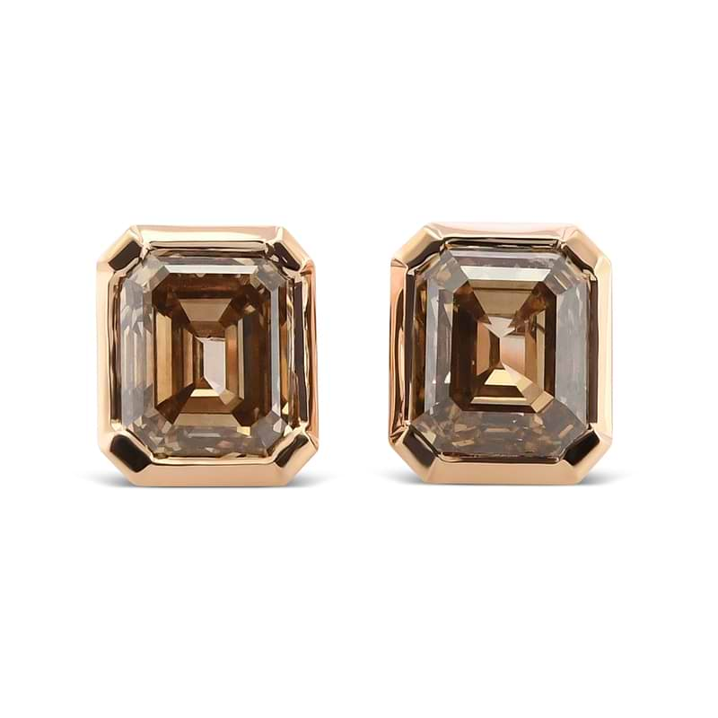 Fancy Brown Diamond Bezel Stud Earrings, SKU 627529 (1.03Ct TW)