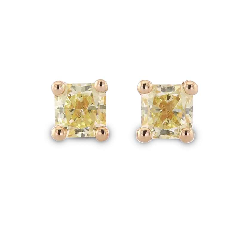 Fancy Yellow Radiant Martini Stud diamond Earrings, SKU 634995 (0.50Ct TW)