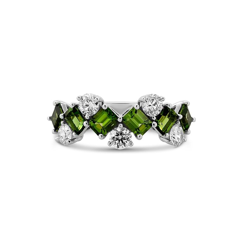 Green Tourmaline and Diamond Band Ring, SKU 635999 (1.88Ct TW)