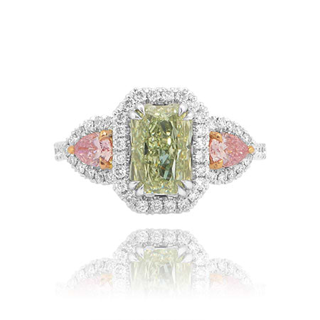 Magnificent 3 Stone Fancy Diamond Designer Ring