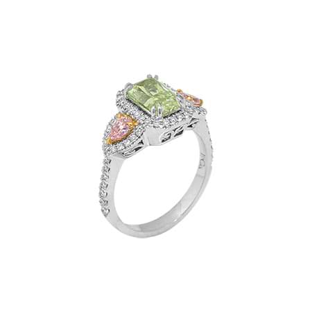 Magnificent 3 Stone Fancy Diamond Designer Ring