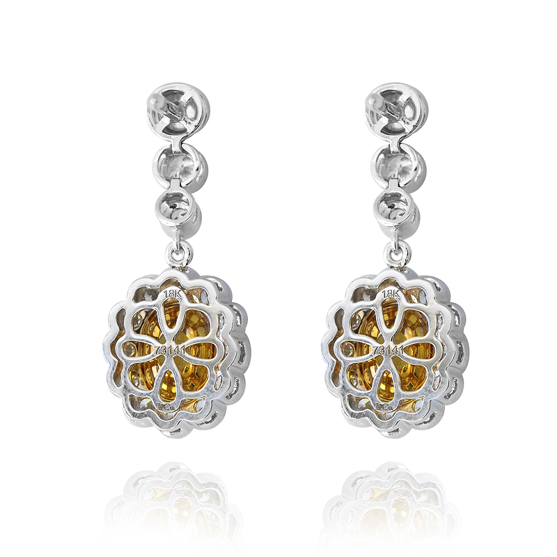 Fancy Yellow oval diamond scallop drop earrings