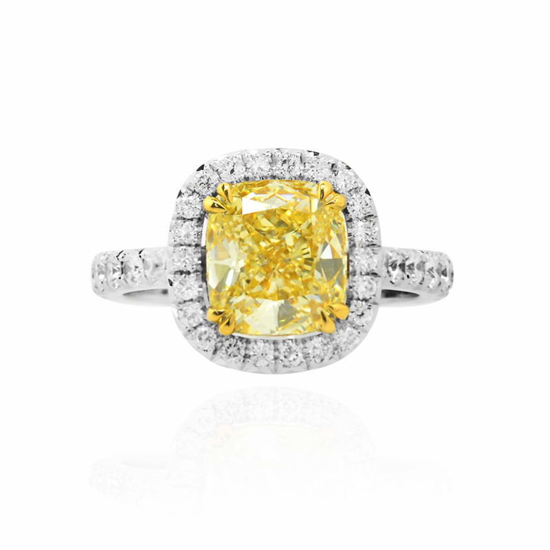 Fancy Light Yellow Halo Diamond Ring