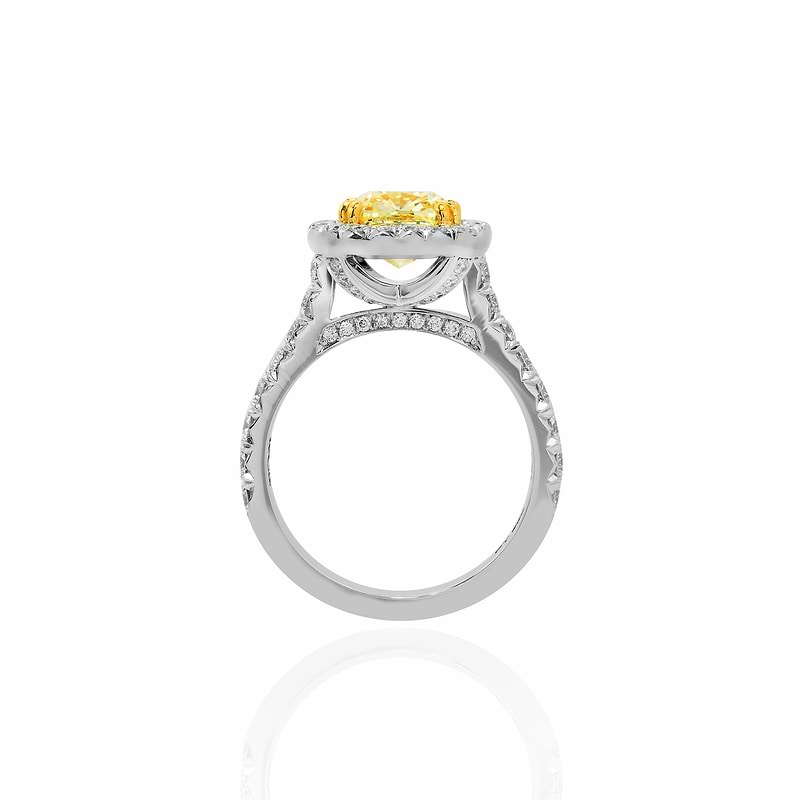 Fancy Light Yellow Halo Diamond Ring