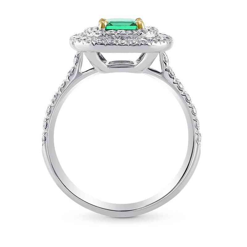 Green Emerald Radiant & Diamond Double Halo Ring, SKU 84272 (1.39Ct TW)