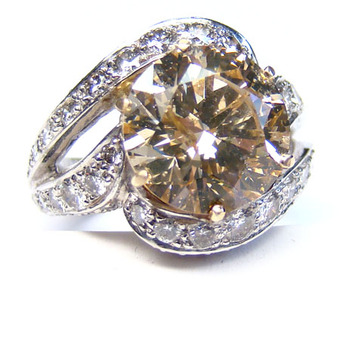 Light Brownish Orangy Yellow Crossover Diamond Ring, SKU JL-1039 (5.00Ct TW)