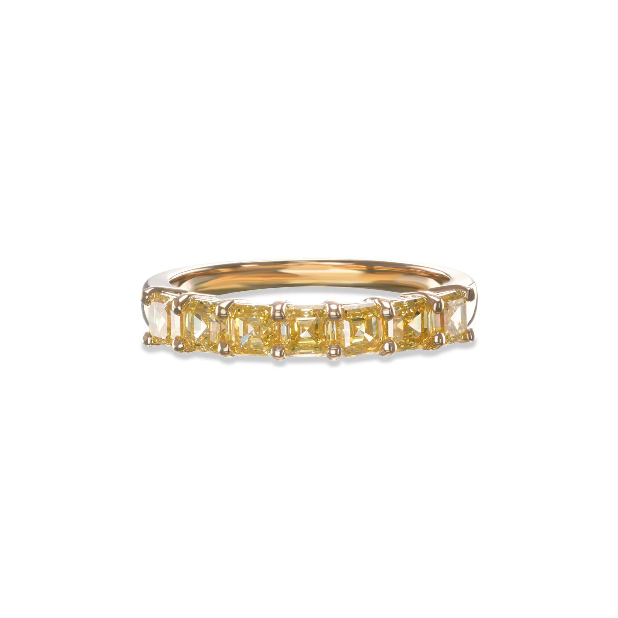 Fancy Intense Yellow Asscher Band Diamond Ring
