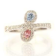 Purplish Pink and Blue Diamond Ring