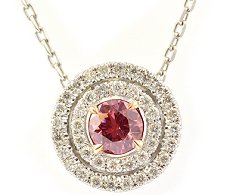 Anhänger mit rundem pinkfarbenem Diamant in Fancy Deep Pink mit 0,28 Karat
