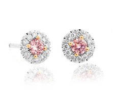 Ohrringe mit rundem pinkfarbenem Diamant in Fancy Pink mit 0,30 Karat