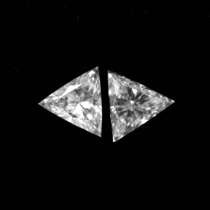 Two Leibish triangle shaped diamonds