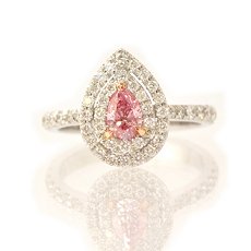 0.34ct Fancy Intense Purplish Pink Pear Shape Diamond Ring