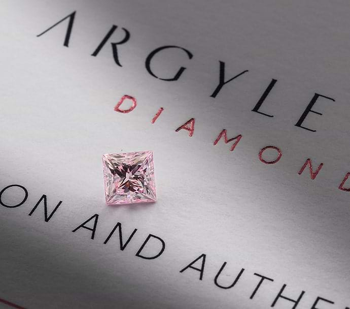 0.54 carat, Fancy Intense Purplish Pink Diamond, Princess Shape, SI1 Clarity, ARGYLE & GIA