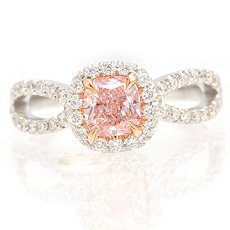 Diamantring mit kissenförmigem pinkfarbenem Diamant in Fancy Light Pink mit 0,74 Karat